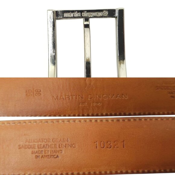 Martin Dingman Belt Men Sz 38/95 Brown Alligator Grain Calf Leather Handmade USA - Picture 8 of 13